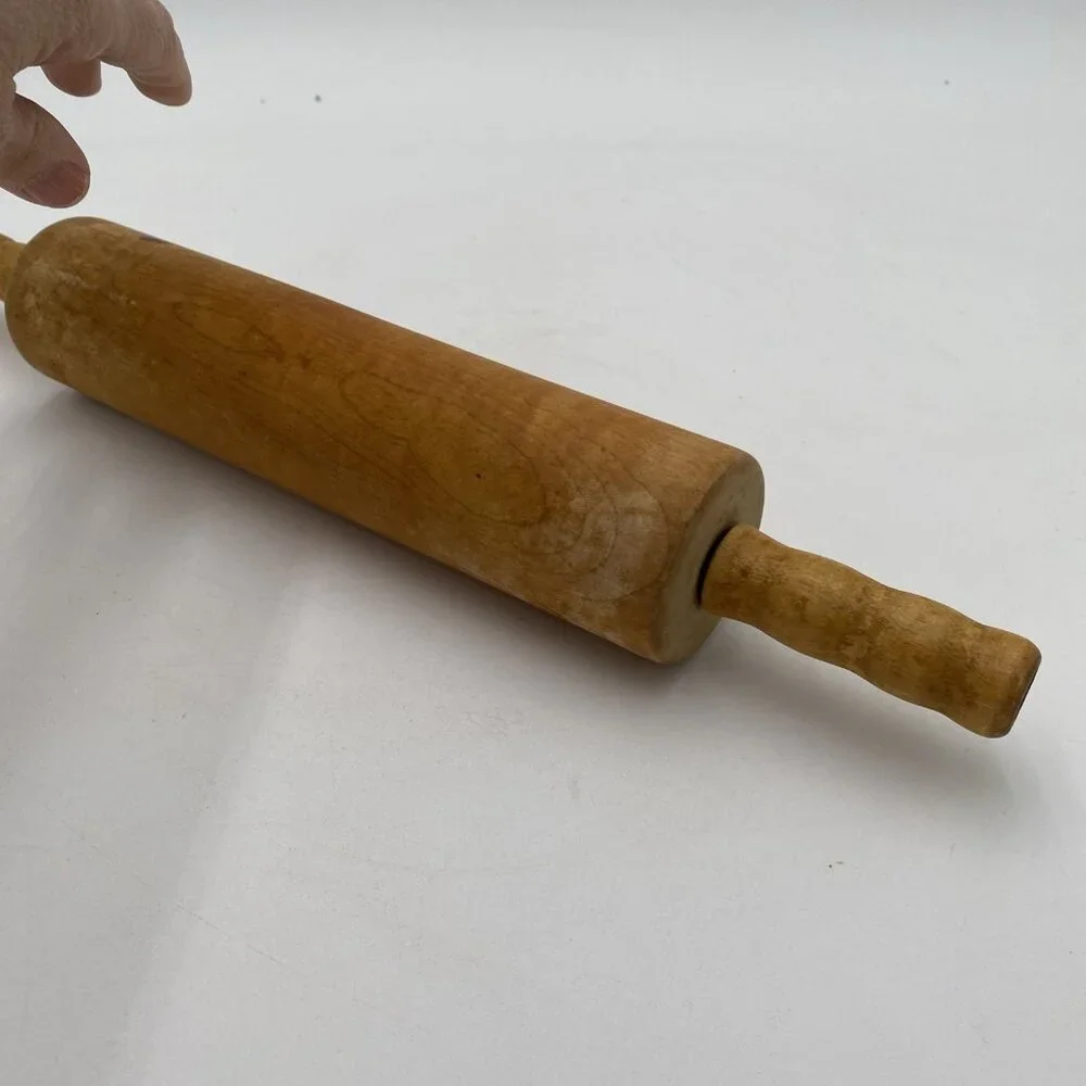 Vintage Wood Rolling Pin Handles Farmhouse Country Primative Wooden 16